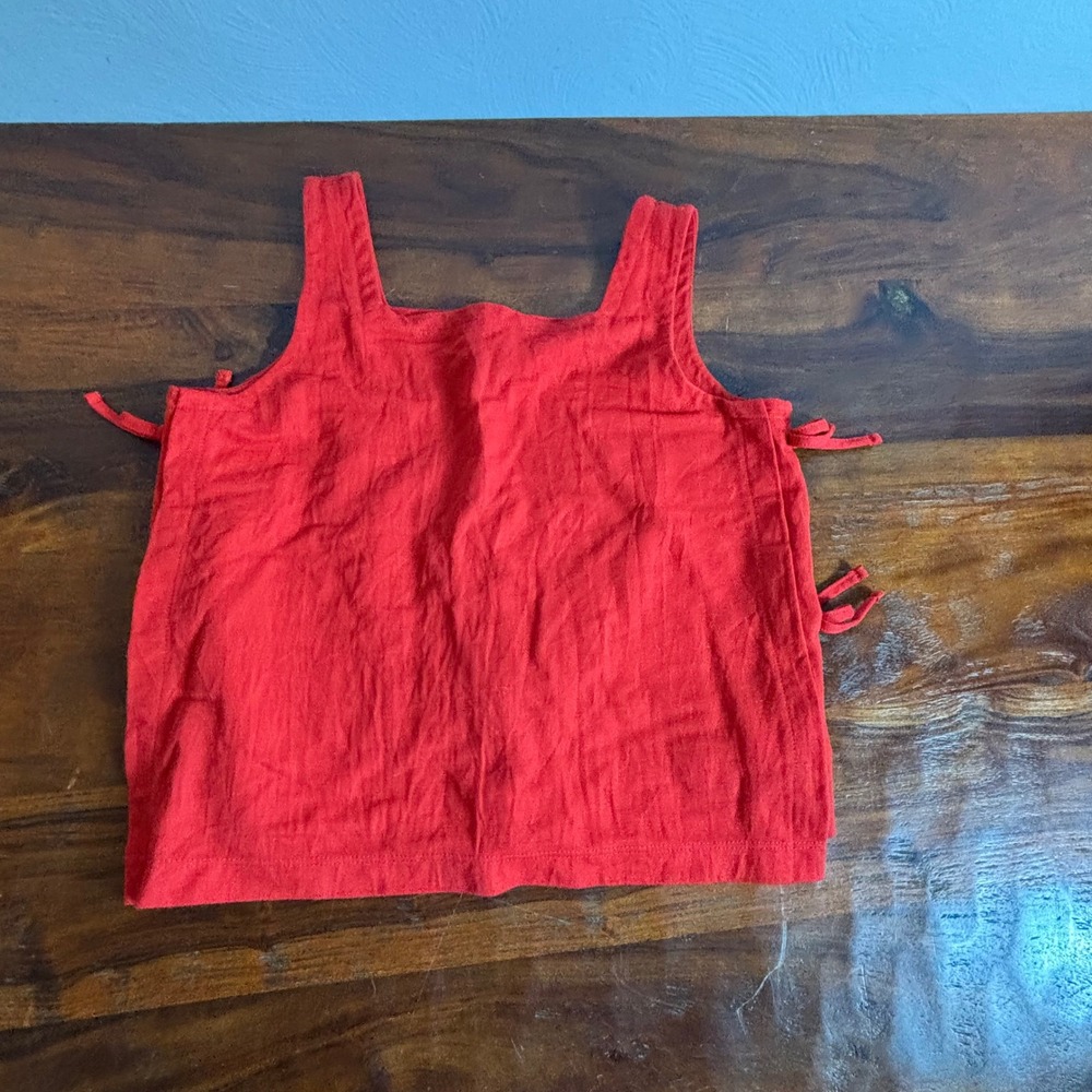 Zara Kids Girls Red Side Tie Tank Top Square Neck Sleeveless Size 12-13 Years
